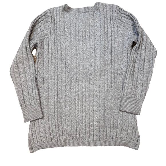 Evolution By Cyrus Aneesa Asymmetric Hem Cable Knit Sweater Light Gray Medium - Picture 2 of 5